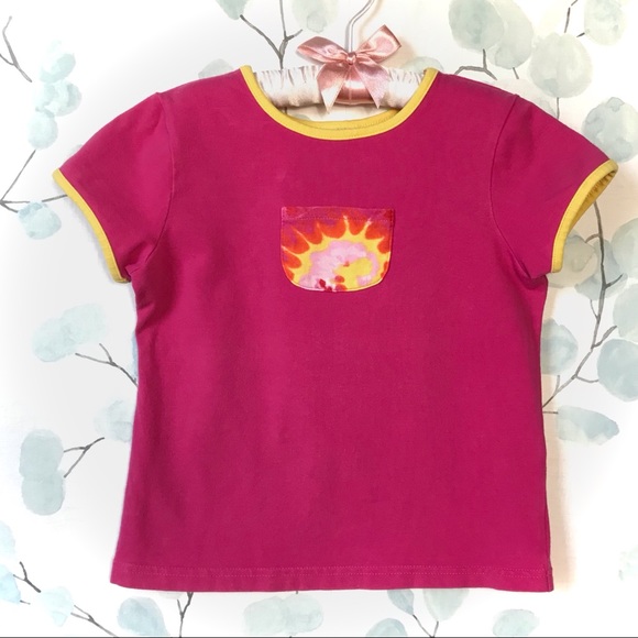 3 for $15 Kids Pink & Yellow Tie Dye Tshirt with Pocket Top by Oriental Trading - Picture 1 of 6